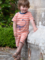 Kite - Boys organic Corfe shorts brick - Yarn dyed stripe - Elasticated waistband with adjustable ties