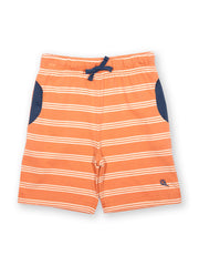 Kite - Boys organic Corfe shorts brick - Yarn dyed stripe - Elasticated waistband with adjustable ties