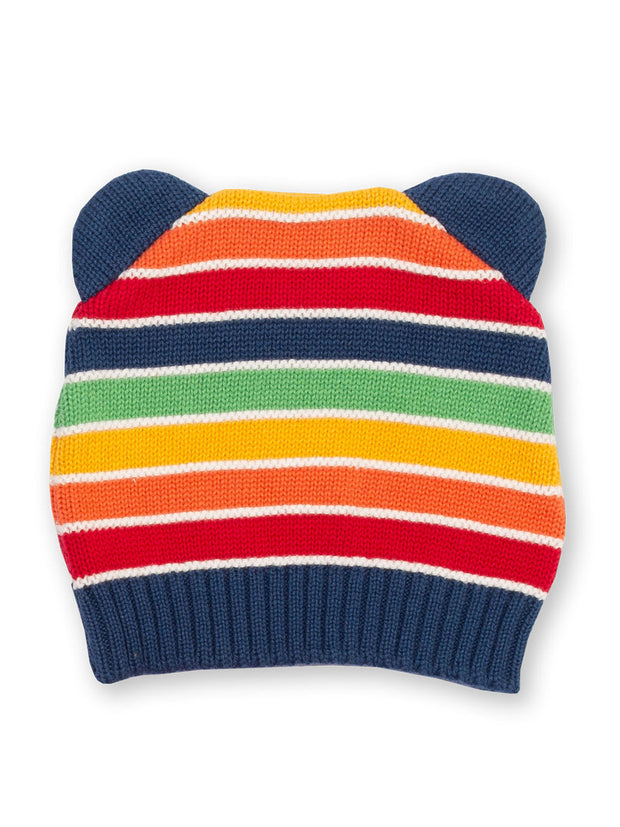 Kite - Baby organic cotton rainbow knit hat - Stripe design - Midweight knitwear