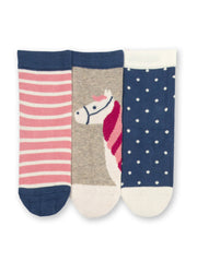 Kite - Girls organic cotton pony socks - Three pack