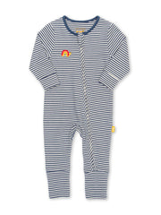 Kite - Baby organic cotton grow together sleepsuit navy - Yarn dyed stripe - Zip opening