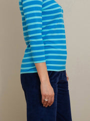 Tarrant 3/4 sleeve jersey top blue stripe
