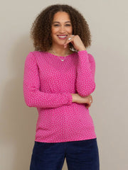 Kite - Womens organic cotton Tarrant jersey top darling dot pink - Round neck