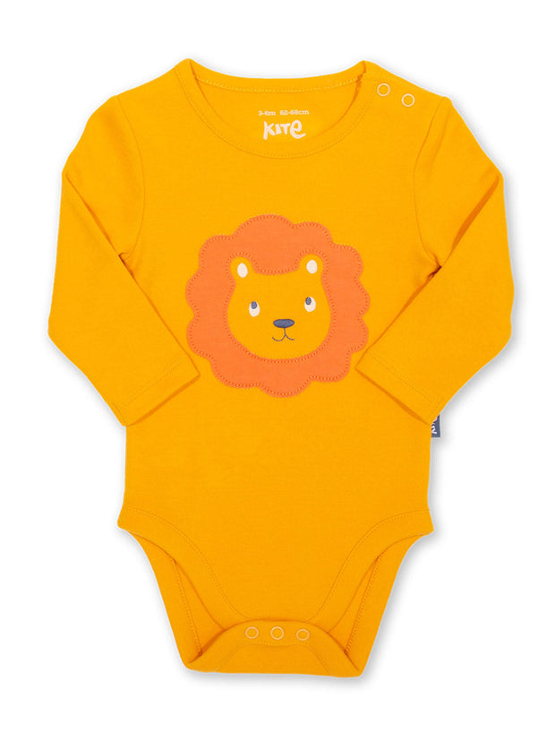 Kite - Baby organic cotton lionheart bodysuit orange - Appliqué design - Popper openings