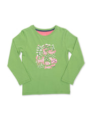 Kite - Girls organic cotton forest fauna t-shirt green - Placement print - Long sleeved