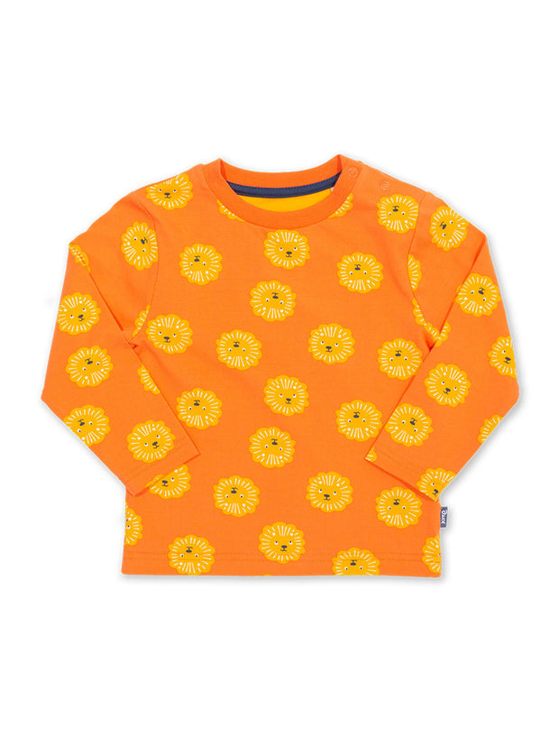 Kite - Boys organic cotton lionheart t-shirt orange - Long sleeved