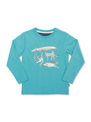 Kite - Boys organic cotton marvellous mammals t-shirt blue - Placement print - Long sleeved