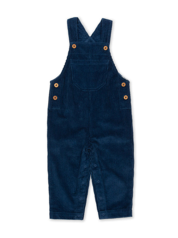 Kite - Boys organic cotton jumbo cord dungarees navy - Adjustable straps with coconut buttons