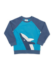 Kite - Boys organic cotton wonder whale sweatshirt blue - Appliqué design - Ribbed neckline