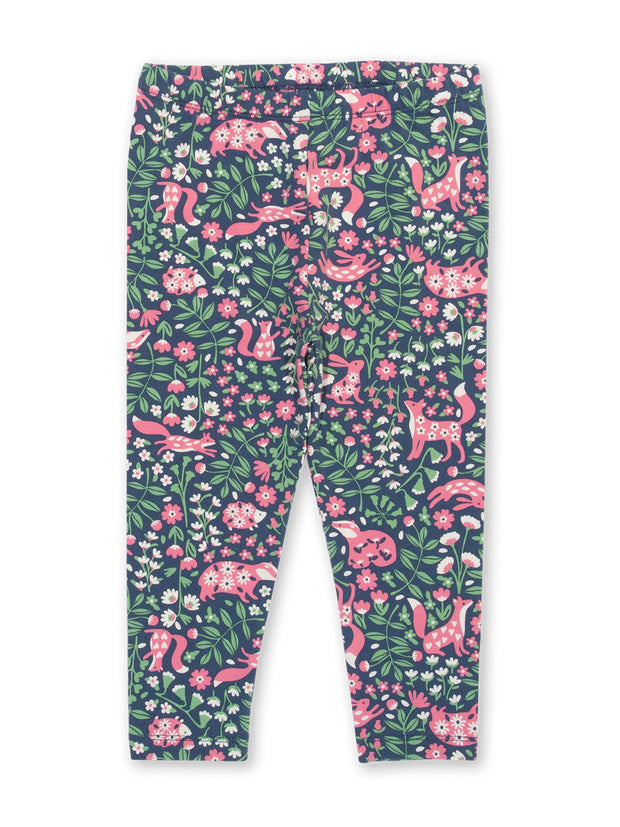 Kite - Girls organic cotton forest fauna leggings - Placement print - Elasticated waistband