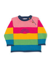 Kite - Girls organic cotton rainbow jumper - Embroidery detail - Midweight knitwear