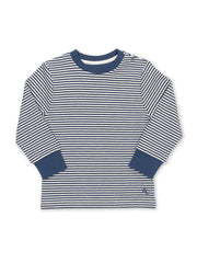 Kite - Boys organic cotton stripy top navy - Yarn dyed stripe - Long sleeved