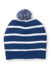 Kite - Kids organic cotton stripy cosy hat navy - Midweight knitwear