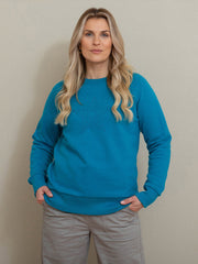 Kite - Womens organic cotton Whitecliff sweatshirt teal blue - Star embroidery on chest - Round neck