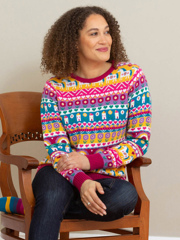 Kite - Womens organic cotton Puncknowle knit jumper - Jacquard design - Chunky knitwear