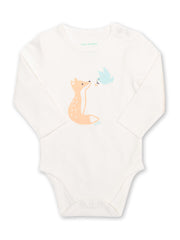 Kite - Baby organic cotton fox and dove bodysuit cream - Placement print - Popper openings