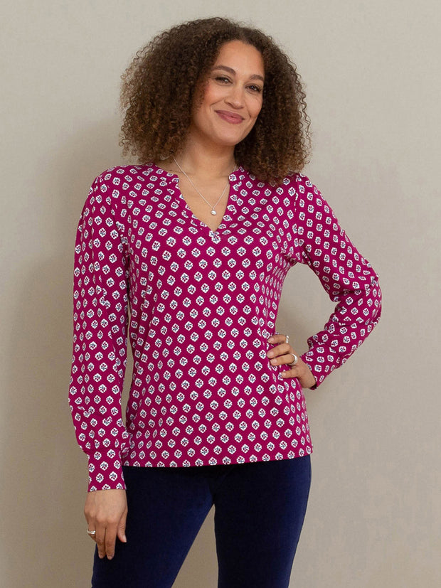 Kite - Womens lenzing™ ecovero™ viscose Swyre jersey top crab apple pink - Notch detail neckline