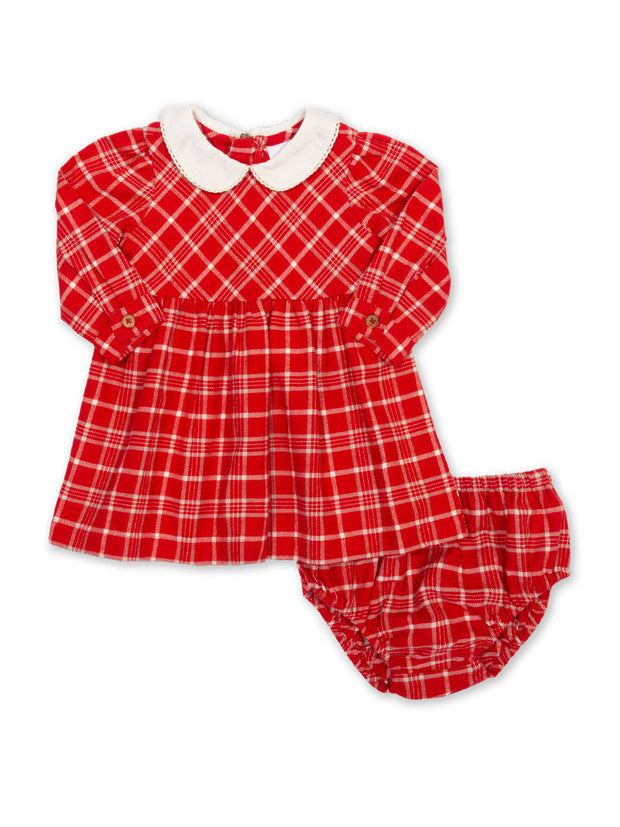 Kite - Baby girls organic cotton check dress and pants red - Long sleeved