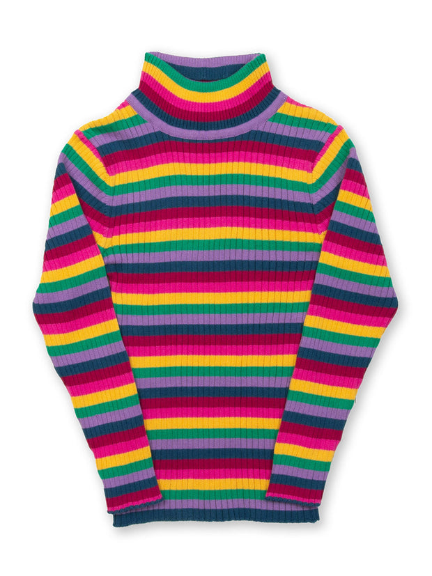 Kite - Girls organic cotton rainbow knit turtle top - Long sleeved