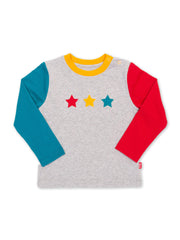 Kite - Boys organic cotton star t-shirt - Appliqué design - Long sleeved