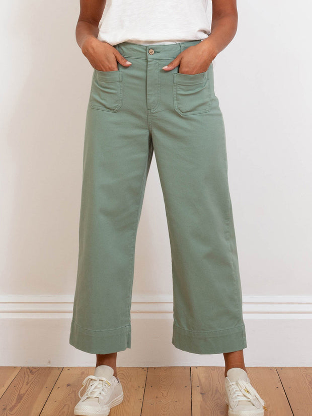 Evershot wide leg twill crops sage