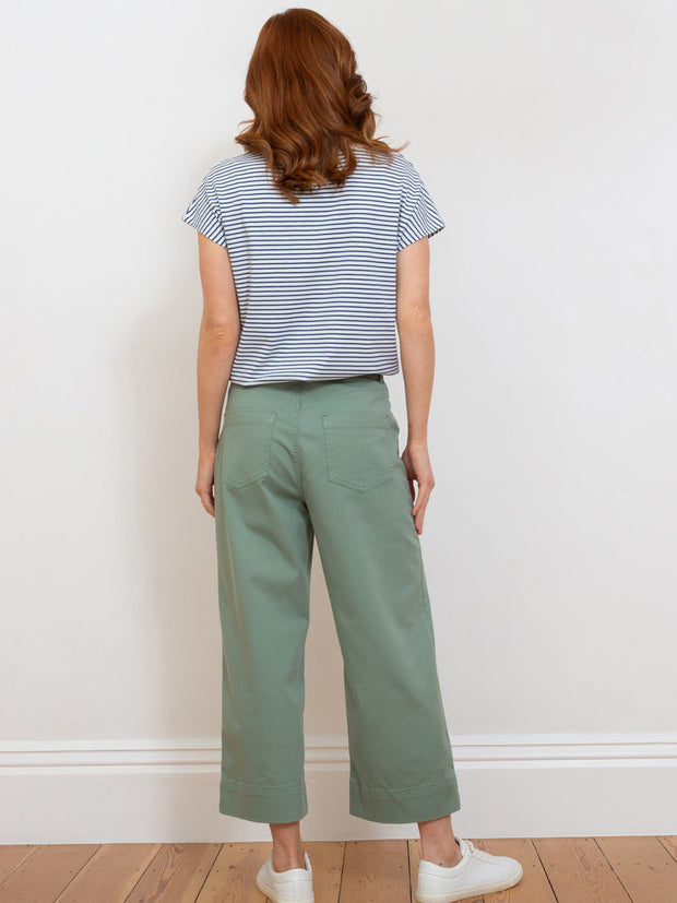 Evershot wide leg twill crops sage