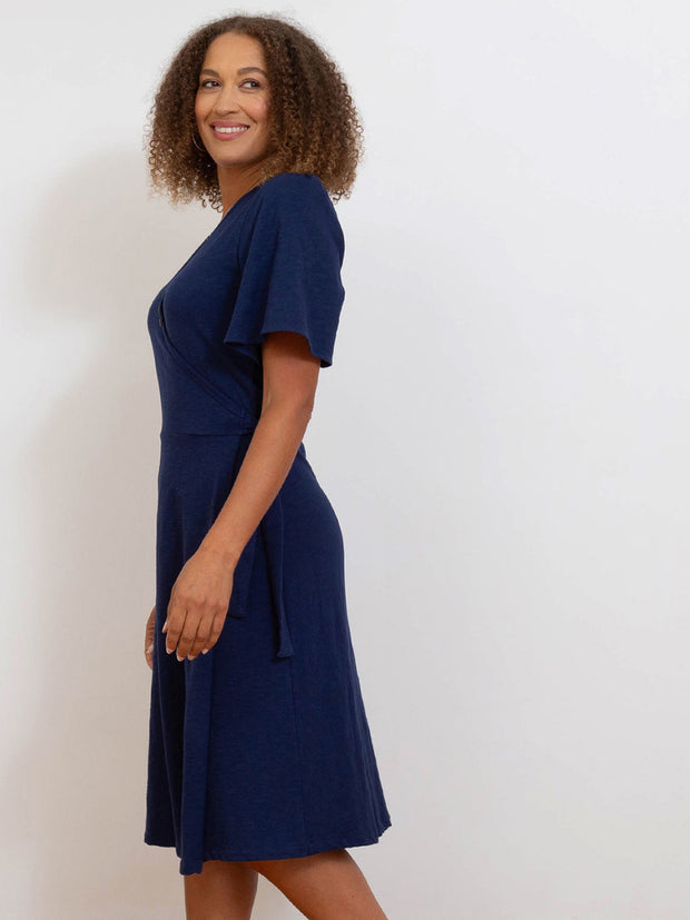 Highcliffe slub jersey wrap dress midnight