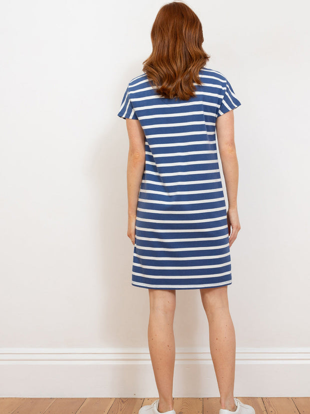 Alum jersey dress navy stripe