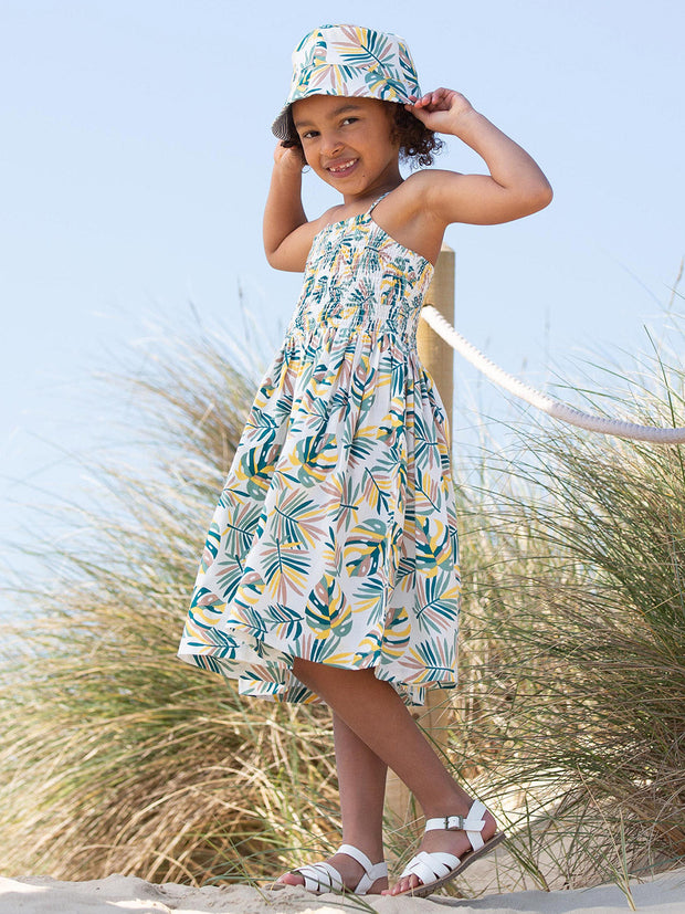 Rainforest shirred sun dress