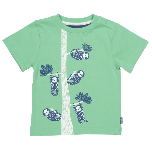Boy in little sloth t-shirt