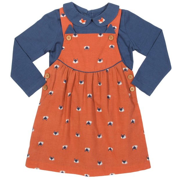 Girl in foxy pinafore set