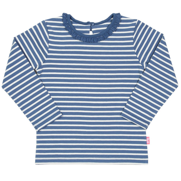 Girl in mini stripy t-shirt