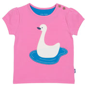 Girl in swan t-shirt